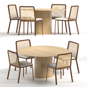 Rattan chair and table dining