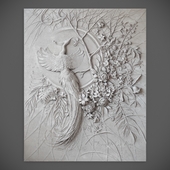 Bas-relief panel with a peacock