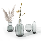 Bolia Vase Una Clear Gray Glass