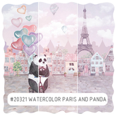 Creativille | Wallpapers | 23201 Watercolor Paris and Panda