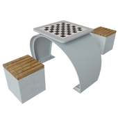chess table and two benches  (E002 SHS01)