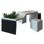 concrete chess table with two benches (Е002.ШС03)