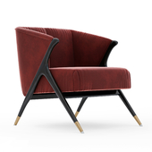 Lacquer Wooden and Velvet Lounge Armchair - 3