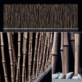 Screen long bamboo thin pebble decor n1 / Long screen made of thin bamboo branches No. 1