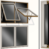 Откидное распашное деревянное металлическое окно / Top swing hinged wooden metal window