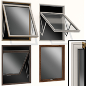 Откидное распашное деревянное металлическое окно / Top swing hinged wooden metal window