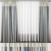 Striped curtains with linen insert