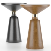 Contemporary Nicole Side Table in Walnut with Machined Metal Collar
