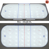 Hockey rink 26x56 m with NHL markings