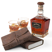 Jack Daniel's Single Barrel Select Whiskey and Vintage Leather Notebook