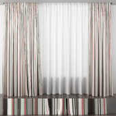 Red and black striped curtain
