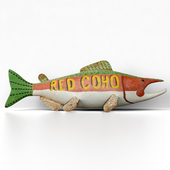 Red Coho Salmon Fish Trade Sign