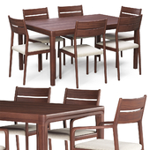 Walnut Dining Group - table and chairs