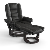 Leather recliner with ottoman