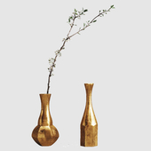 Aluminum vases with cherry branch by ZARA HOME