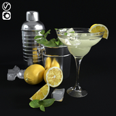 Cocktail with lemon and mint
