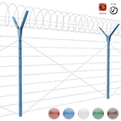 Barbed wire fence with spiral protective barrier