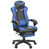 Lynxtyn Blue / Black Home Office Swivel Desk Chair with Ottoman