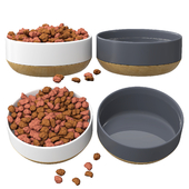 Pets Food Bowl White and Gray