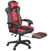 Lynxtyn Red/Black Home Office Swivel Desk Chair with Ottoman