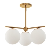 Sphere  Stem 3-Light Chandelier - Brass