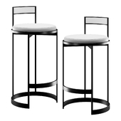 Nobi Swivel Bar Stool With White Leather Seat By Powell