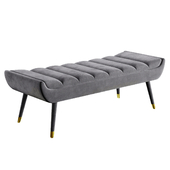 Guess Channel Tufted Performance Velvet Accent Bench in Gray