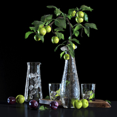 Water with lime and apple tree branch