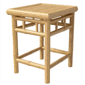 Bamboo wicker wooden quad stool