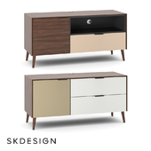 Olson TV stand with wooden legs