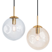 MODERN BRASS PENDANT WITH DIMPLED GLASS SHADE