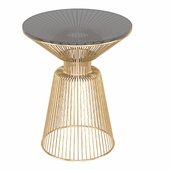 Glass and Metal Round Gold Side Table