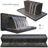 Waterfall fountains wide rock panel