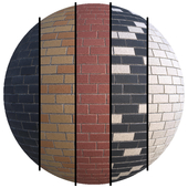 PBR FB24 Brick material in one design and 5 different colors 4K