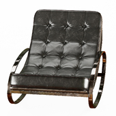 Leather and chrome rocking chair by Milo Baughman