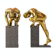 Deco Object Nude Man Stand Bronze