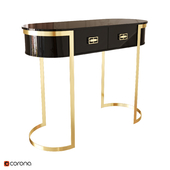 Oval white and black console table