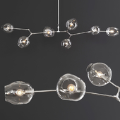 8-globe Branching Bubble Satin Nickel and Clear Glass