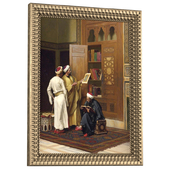 Painting in oriental easterly style.Arabian Frame Picture east gold