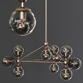 Modo 3 Sided Chandelier 10 Globes Bronze and Gray Glass