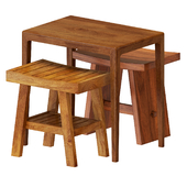 Zara Wooden Table And Stools