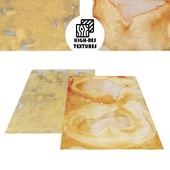 Luxurious Modern Abstract Gold Orange Natural Silk Rug Set