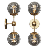 Modo Sconce 2 Globes Brushed Brass and Gray Glass