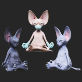 Три декоративные статуэтки забавных котов сфинксов