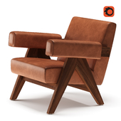 Cassina Debora Lounge Chair - Walnut & Caramel Leather