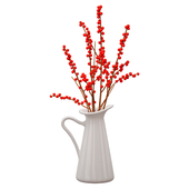 Holly / Holly / Branches with red berries in a white jug