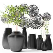 Pure Black Ceramic Vases and wall art