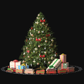 christmas tree with a steam locomotive