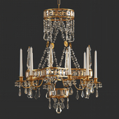 Eight Branch Rock Crystal and Gilded-Bronze Chandeliers by Denton