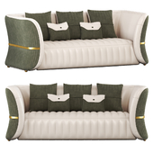 Contemporary Green Velvet Upholstered 3-Seater Sofa